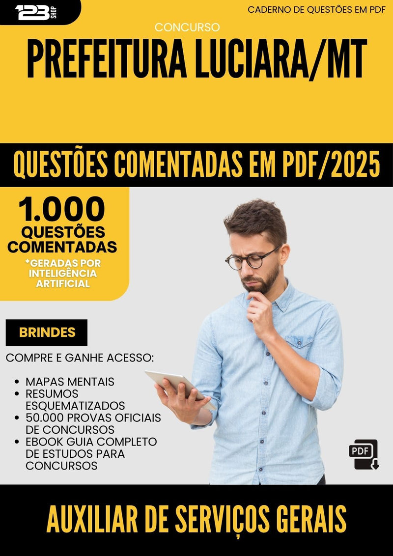 1000 Questões Comentadas para Concurso Auxiliar De Servicos Gerais da Prefeitura Luciara Mt 2025 - 1000 Questões