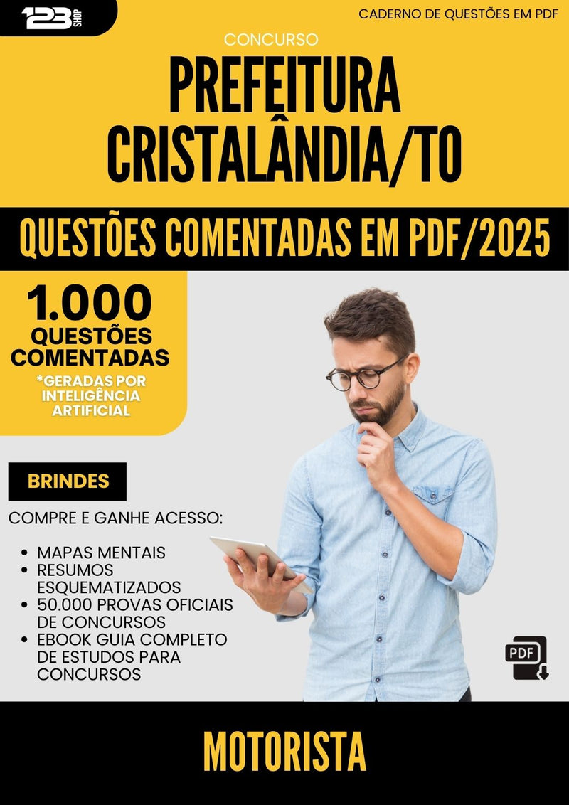 1000 Questões Comentadas para Concurso Motorista da Prefeitura Cristalandia To 2025 - 1000 Questões