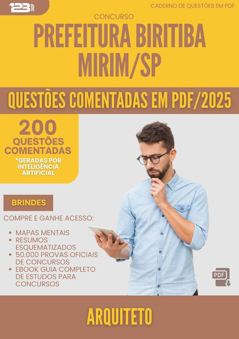 1000 Questões Comentadas para Concurso Arquiteto da Prefeitura Biritiba Mirim Sp 2025 - 200 Questões