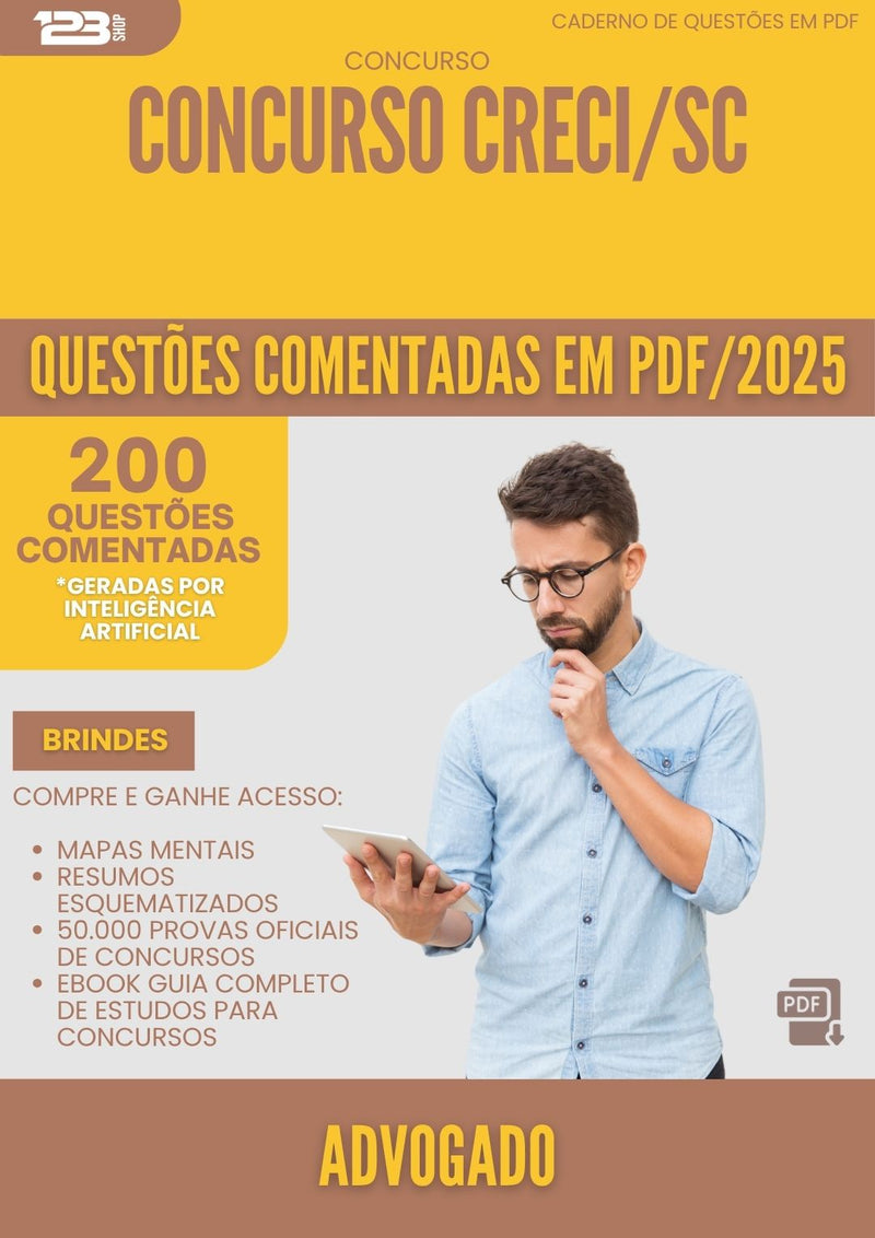 1000 Questões Comentadas para Concurso Advogado Creci Sc 2025 - 200 Questões