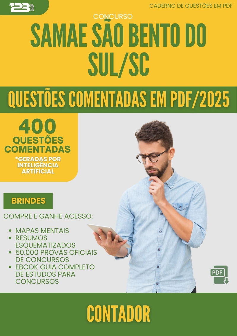 1000 Questões Comentadas para Concurso Assistente Tecnico Samae da Prefeitura Sao Bento Do Sul Sc 2025 - 400 Questões
