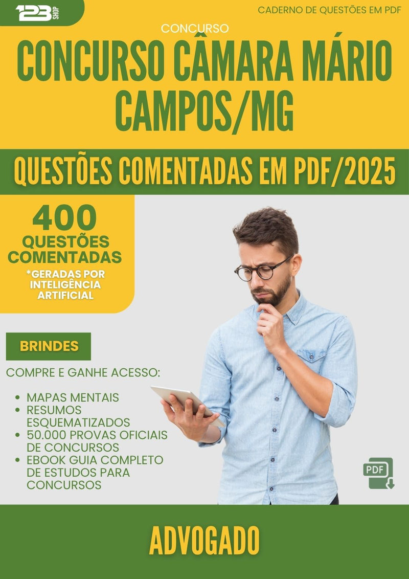 1000 Questões Comentadas para Concurso Advogado Camara da Prefeitura Mario Campos Mg 2025 - 400 Questões