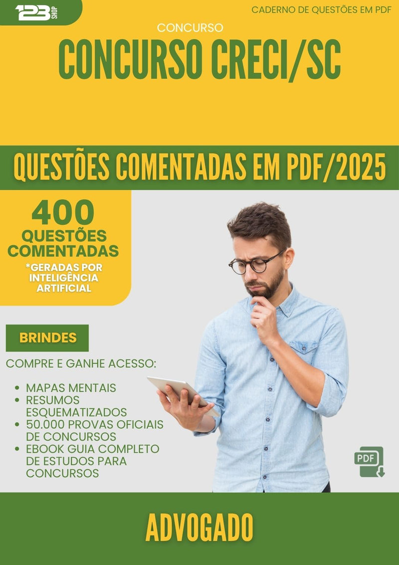 1000 Questões Comentadas para Concurso Advogado Creci Sc 2025 - 400 Questões