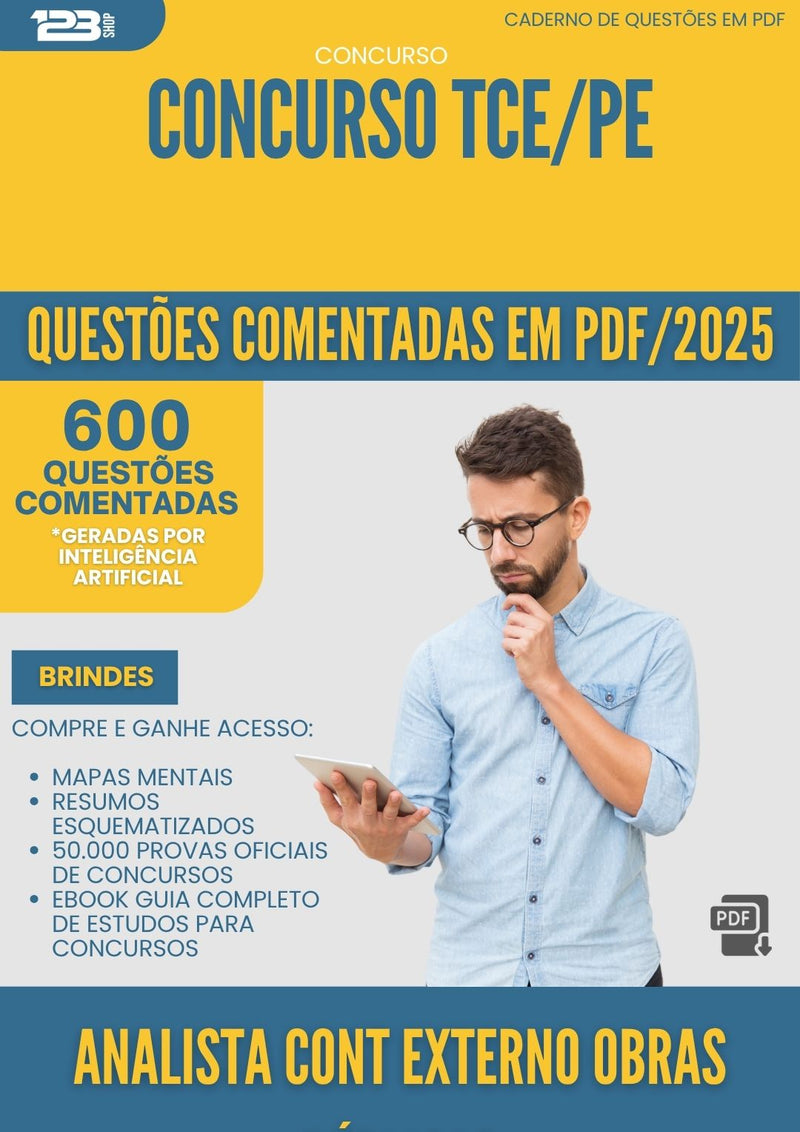 1000 Questões Comentadas para Concurso Analista De Controle Externo Obras Publicas Tce Pe 2025 - 600 Questões
