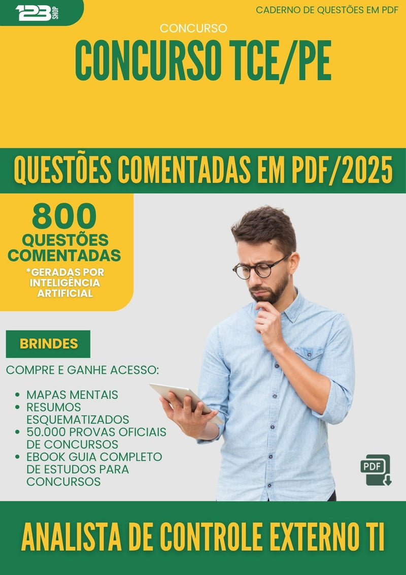 1000 Questões Comentadas para Concurso Analista De Controle Externo Ti Tce Pe 2025 - 800 Questões