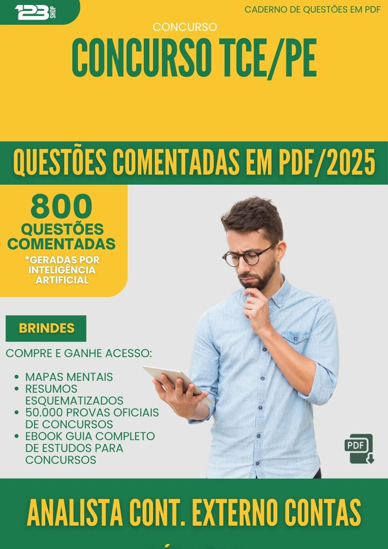 1000 Questões Comentadas para Concurso Analista De Controle Externo Contas Publicas Tce Pe 2025 - 800 Questões