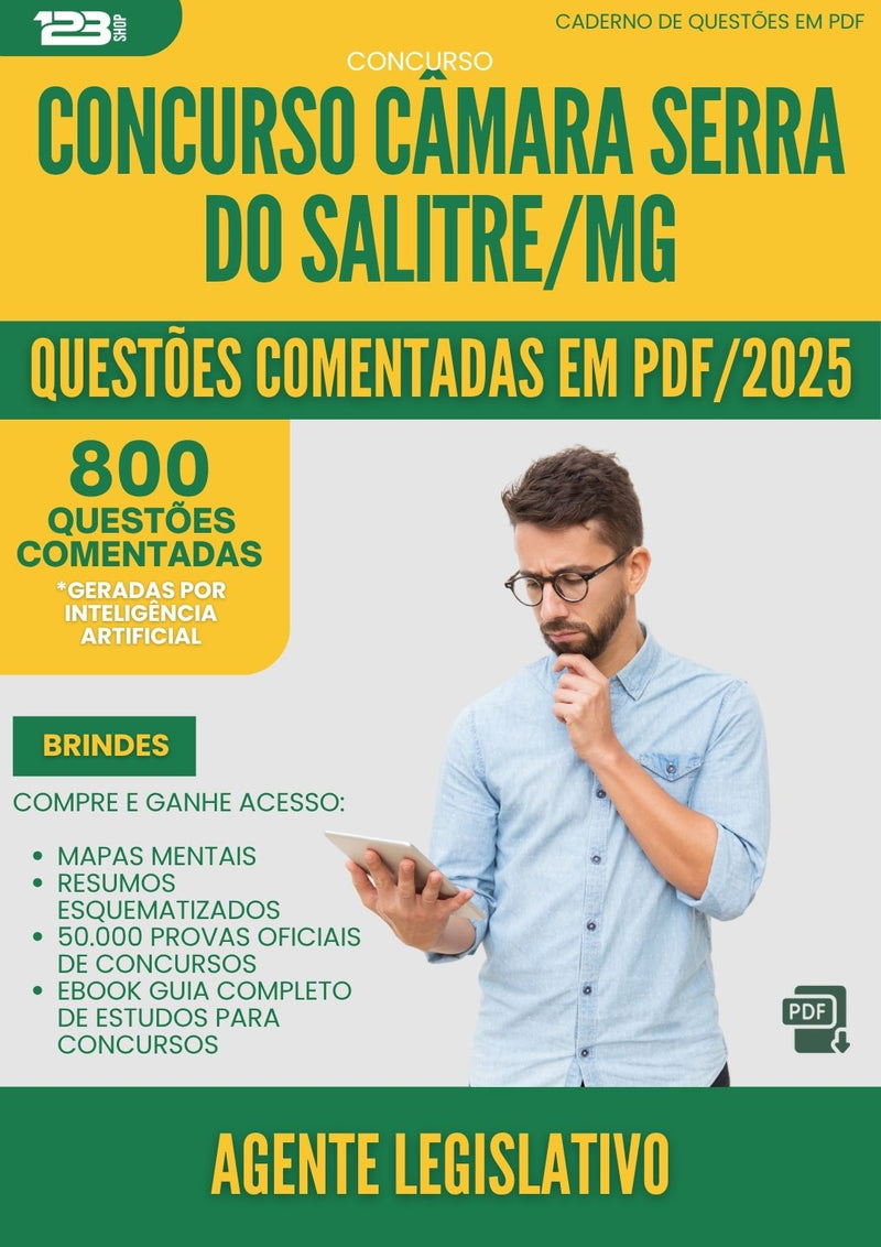 1000 Questões Comentadas para Concurso Agente Legislativo Camara Serra Do da Prefeitura Salitre Mg 2025 - 800 Questões