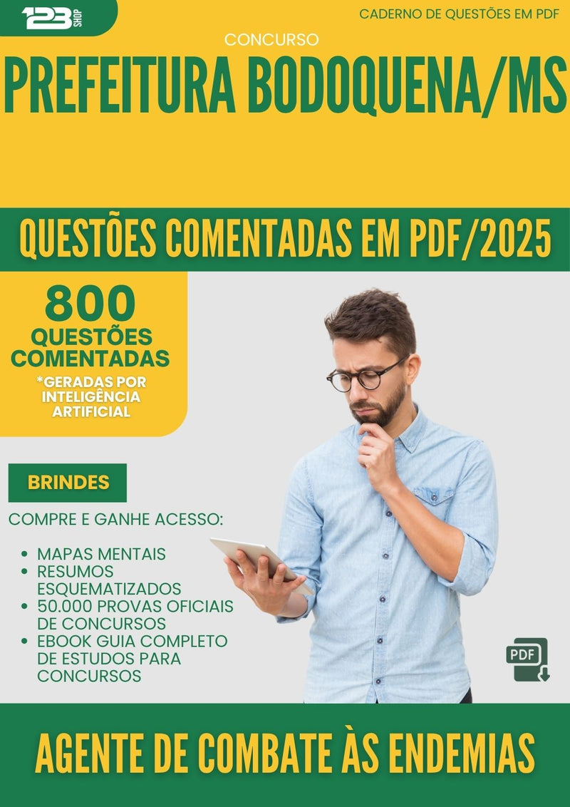 1000 Questões Comentadas para Concurso Agente De Combate As Endemias da Prefeitura Bodoquena Ms 2025 - 800 Questões