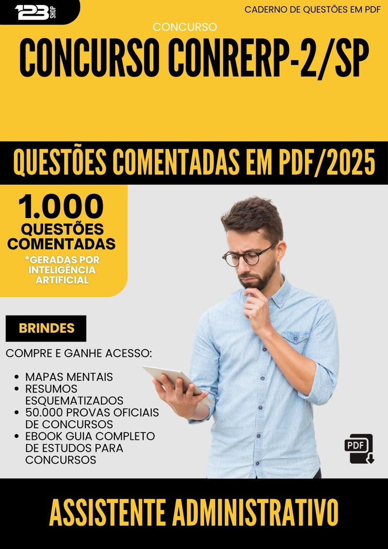 1000 Questões Comentadas para Concurso Assistente Administrativo Conrerp 2 Sp 2025 - 1000 Questões
