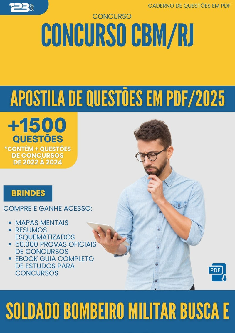 Apostila de Questões para Concurso Soldado Bombeiro Militar Busca E Salvamento Cbm Rj 2025 - Mais de 1.500 Questões