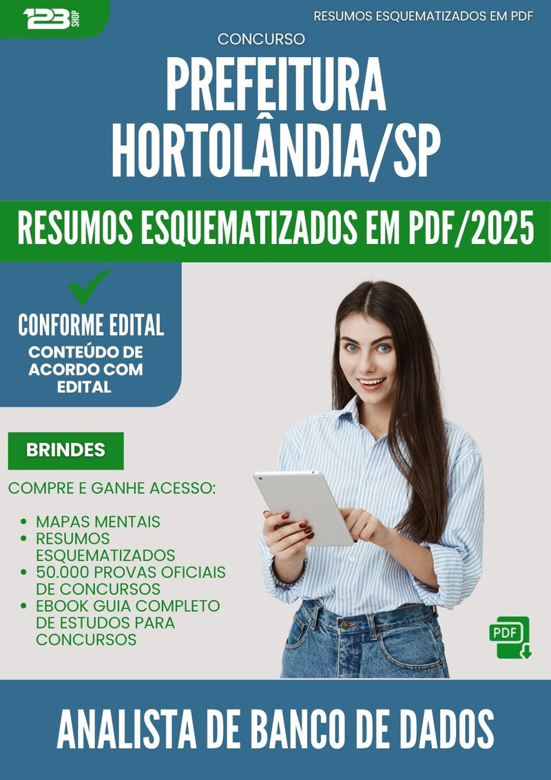 Resumos Esquematizados para Concurso Analista De Banco De Dados da Prefeitura Hortolandia Sp 2025 - Conteúdo de Acordo com Edital