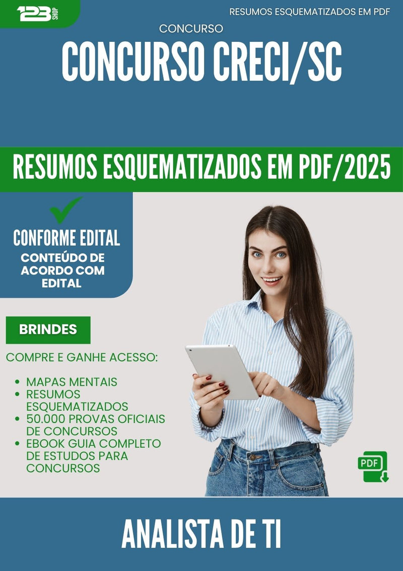 Resumos Esquematizados para Concurso Apostila Analista De Ti Creci Sc 2025 - Conteúdo de Acordo com Edital