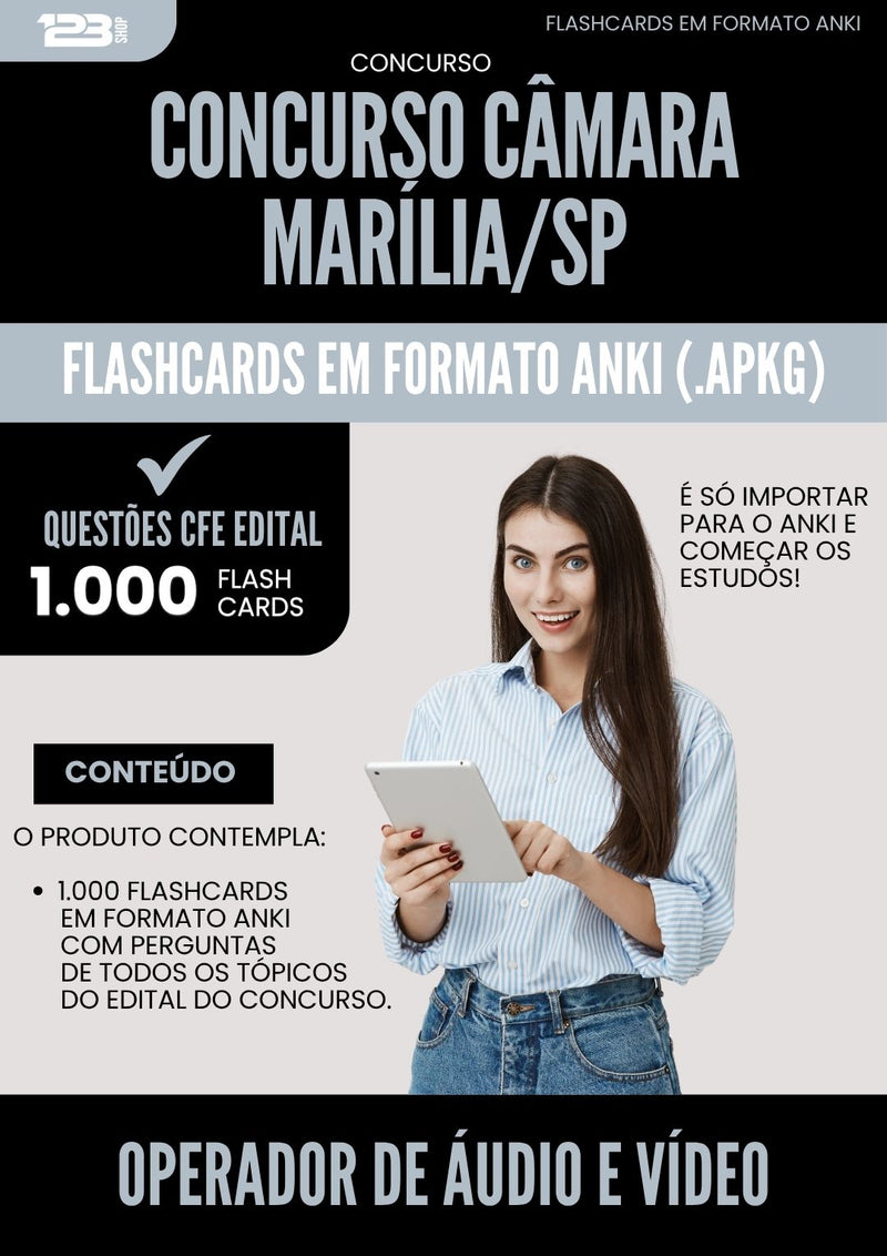 Flashcards para Concurso Operador De Audio E Video Camara da Prefeitura Marilia Sp 2025 - 1000 Flashcards de Acordo com Edital