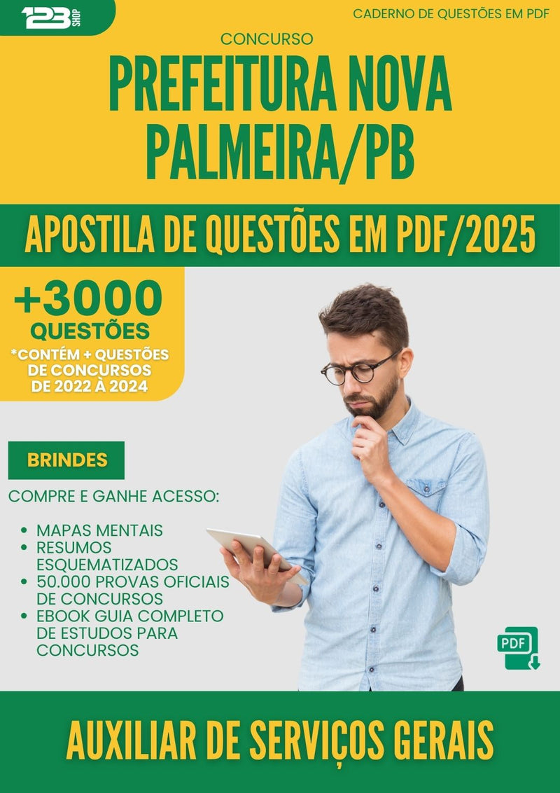 Apostila de Questões para Concurso Auxiliar De Servicos Gerais da Prefeitura Nova Palmeira Pb 2025 - Mais de 3.000 Questões