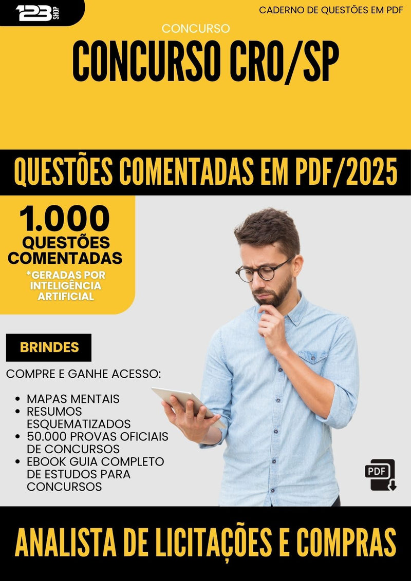 1000 Questões Comentadas para Concurso Analista De Licitacoes E Compras Cro Sp 2025 - 1000 Questões