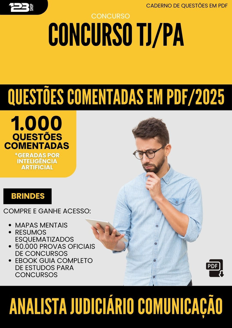 1000 Questões Comentadas para Concurso Analista Judiciario Comunicacao Social Tj Pa 2025 - 1000 Questões