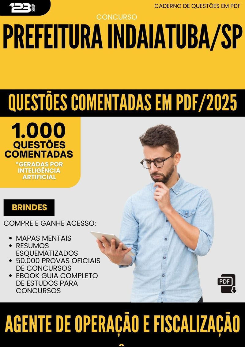 1000 Questões Comentadas para Concurso Agente Operacao E Fiscalizacao Transito da Prefeitura Indaiatuba Sp 2025 - 1000 Questões
