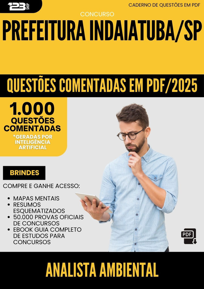 1000 Questões Comentadas para Concurso Analista Ambiental da Prefeitura Indaiatuba Sp 2025 - 1000 Questões