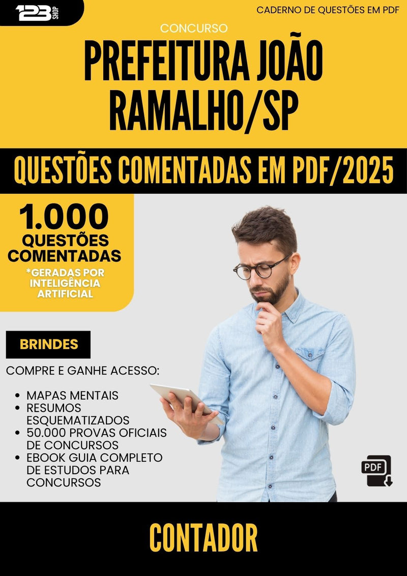 1000 Questões Comentadas para Concurso Contador da Prefeitura Joao Ramalho Sp 2025 - 1000 Questões