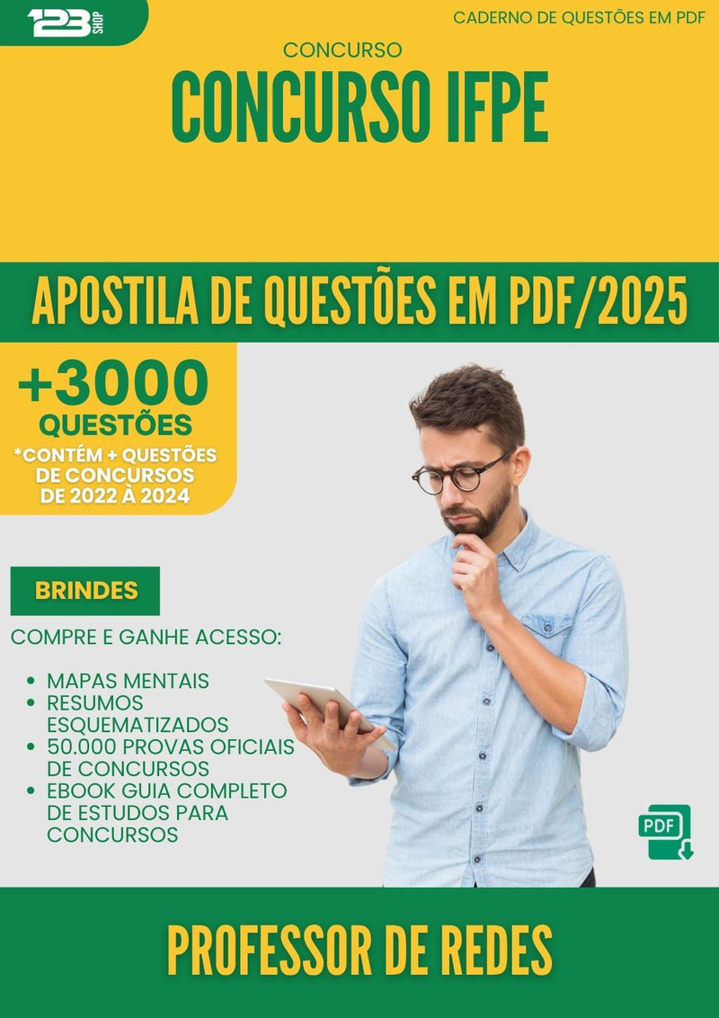 Apostila de Questões para Concurso Professor De Redes Ifpe 2025 - Mais de 3.000 Questões