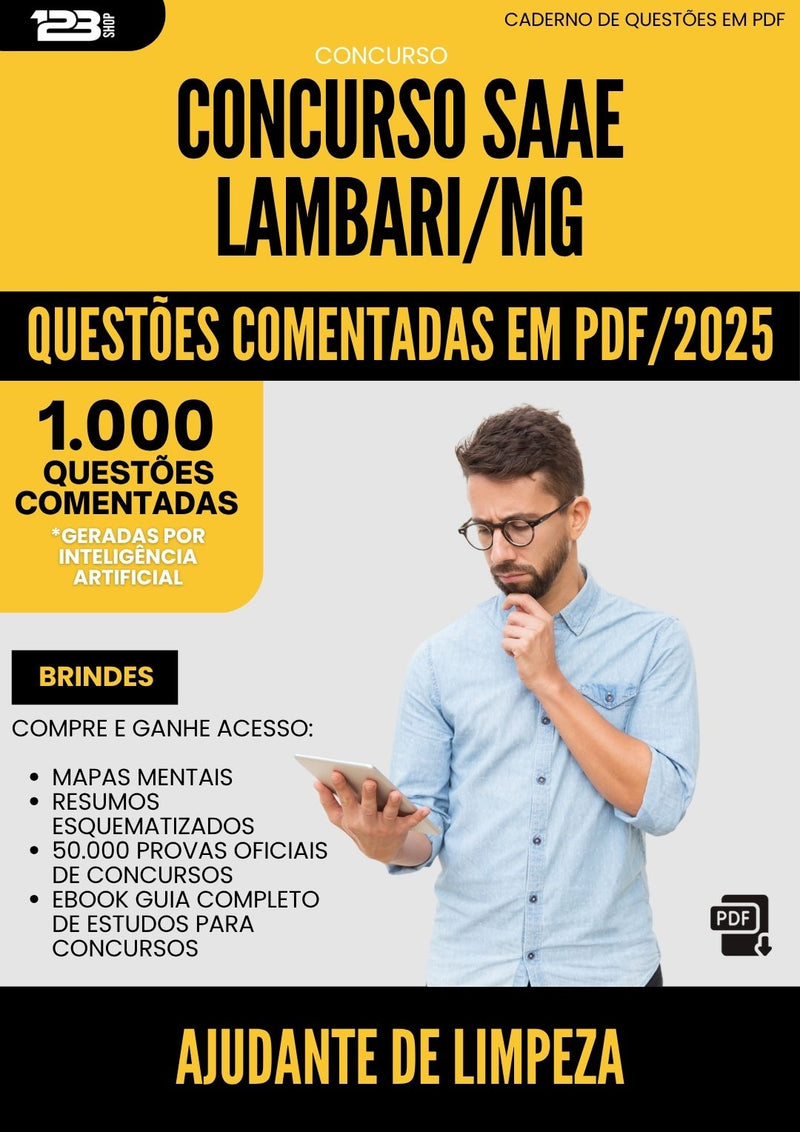 1000 Questões Comentadas para Concurso Ajudante De Limpeza Saae da Prefeitura Lambari Mg 2025 - 1000 Questões