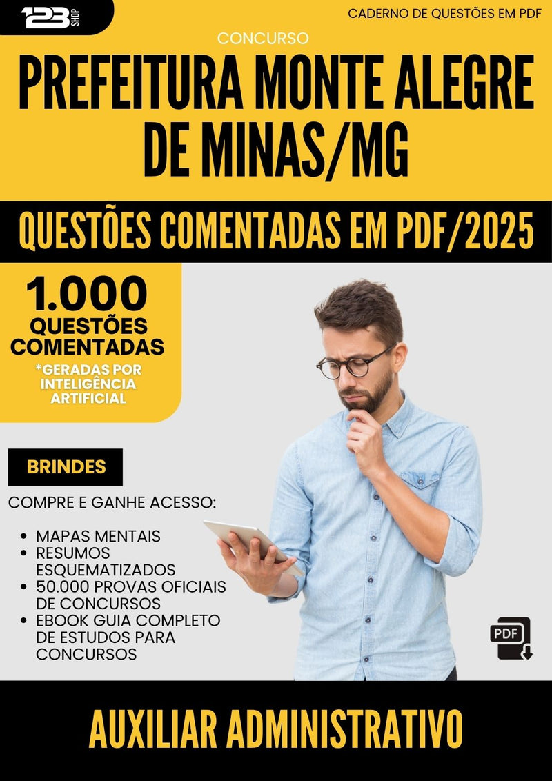 1000 Questões Comentadas para Concurso Auxiliar Administrativo Monte da Prefeitura Alegre De Minas Mg 2025 - 1000 Questões