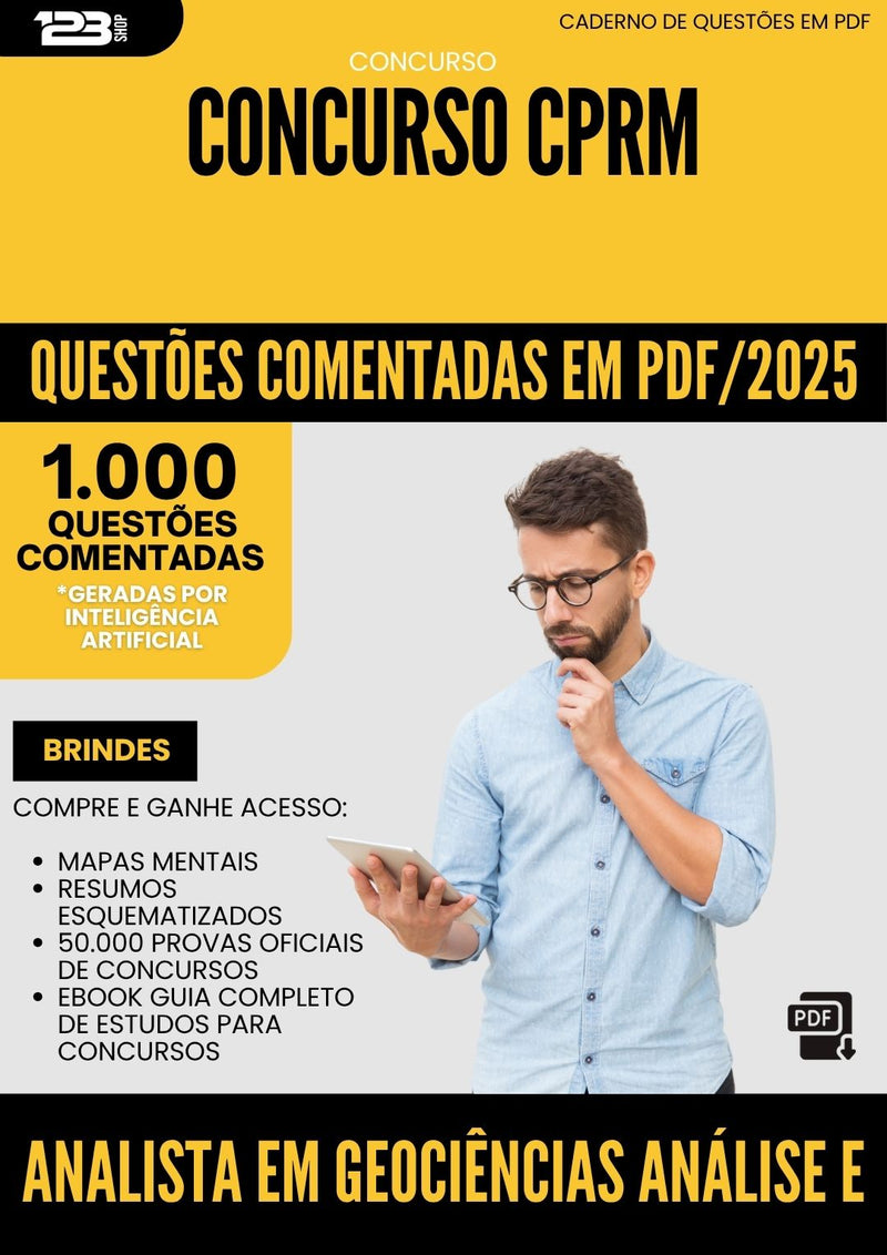 1000 Questões Comentadas para Concurso Analista Em Geociencias Analise E Desenvolvimento De Sistemas Cprm 2025 - 1000 Questões