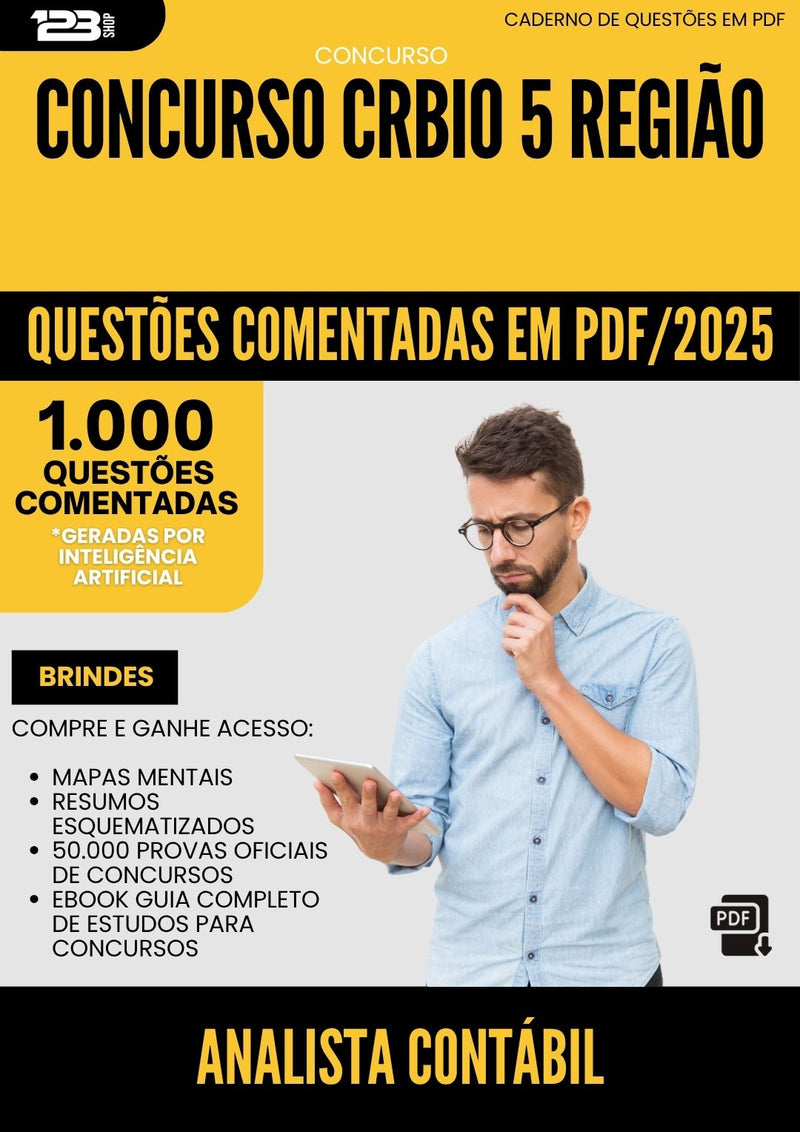 1000 Questões Comentadas para Concurso Analista Contabil Crbio 5 Regiao 2025 - 1000 Questões