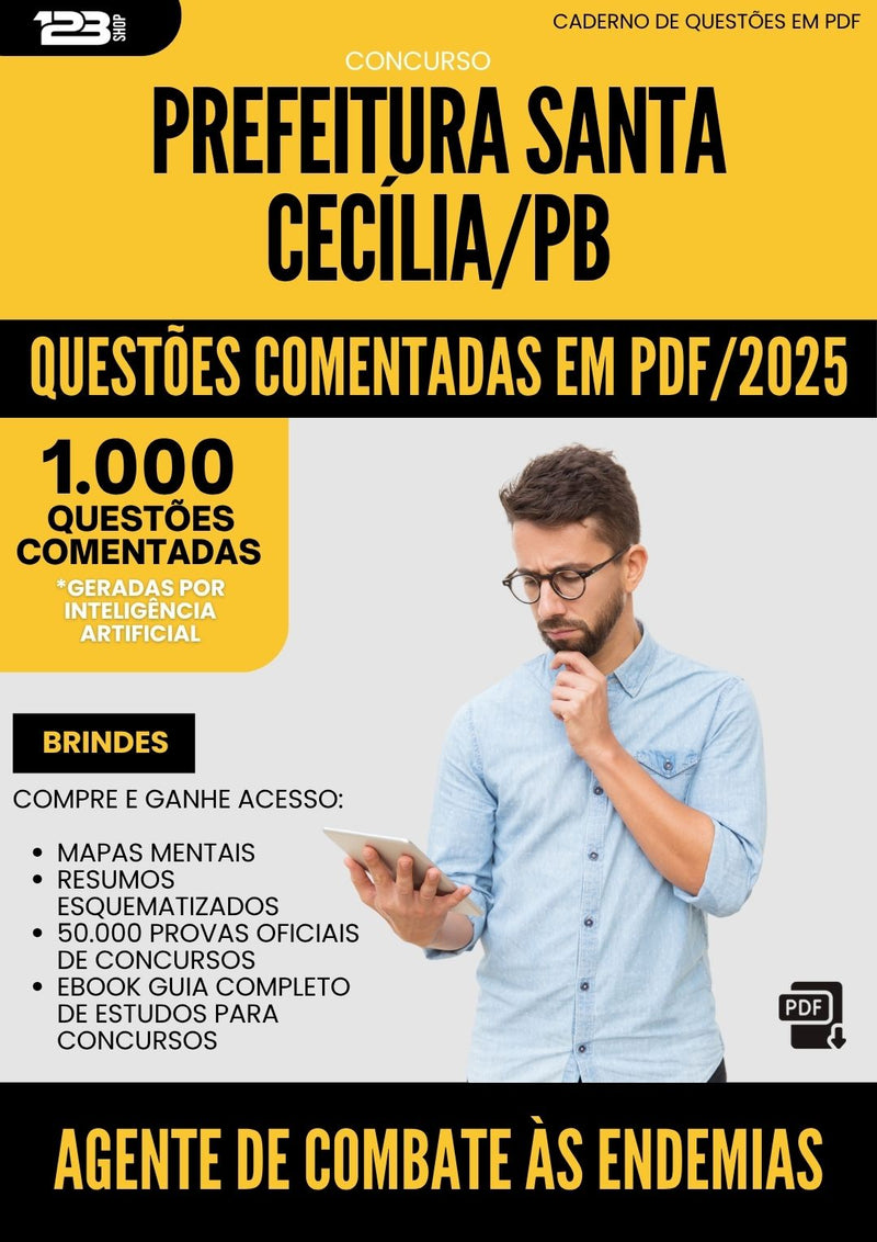 1000 Questões Comentadas para Concurso Agente Combate Endemias da Prefeitura Santa Cecilia Pb 2025 - 1000 Questões