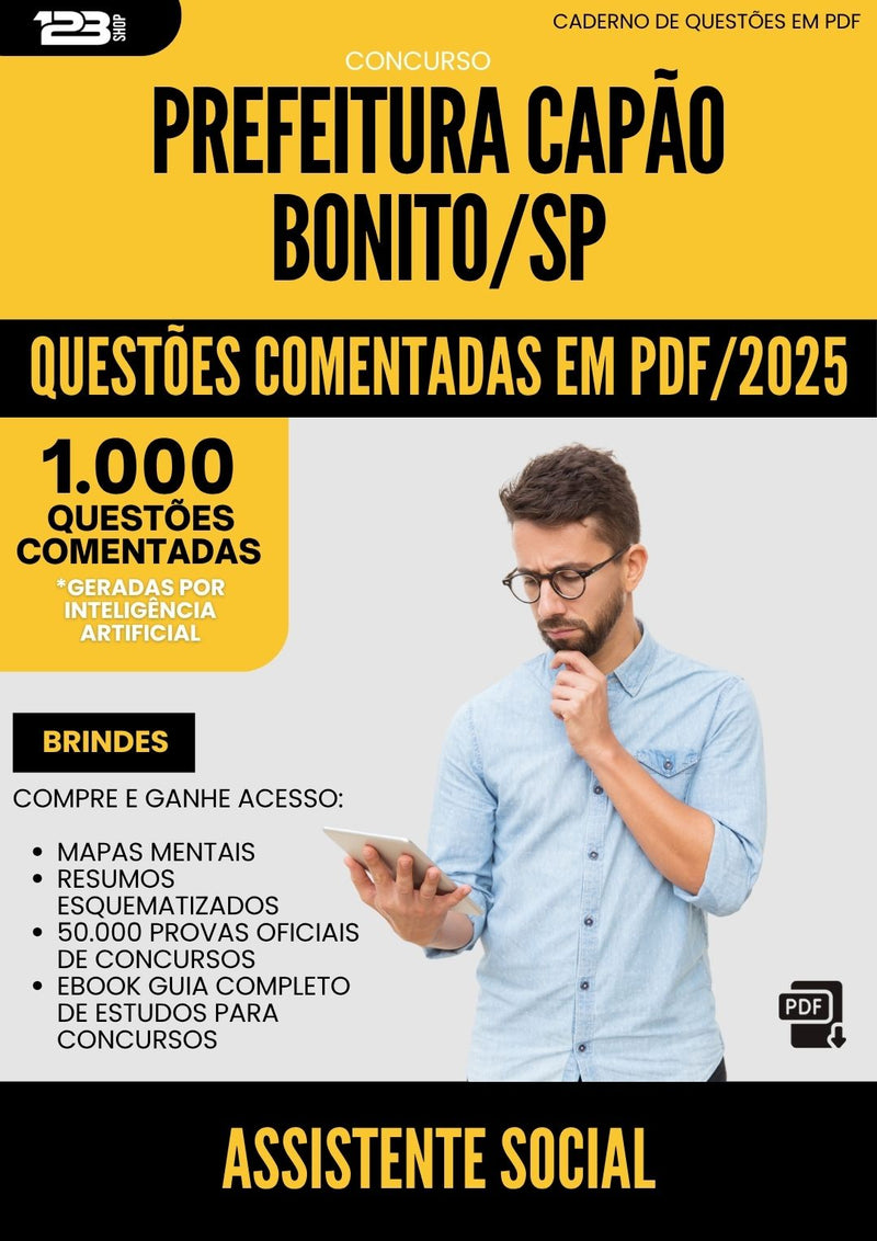 1000 Questões Comentadas para Concurso Assistente Social Capao da Prefeitura Bonito Sp 2025 - 1000 Questões