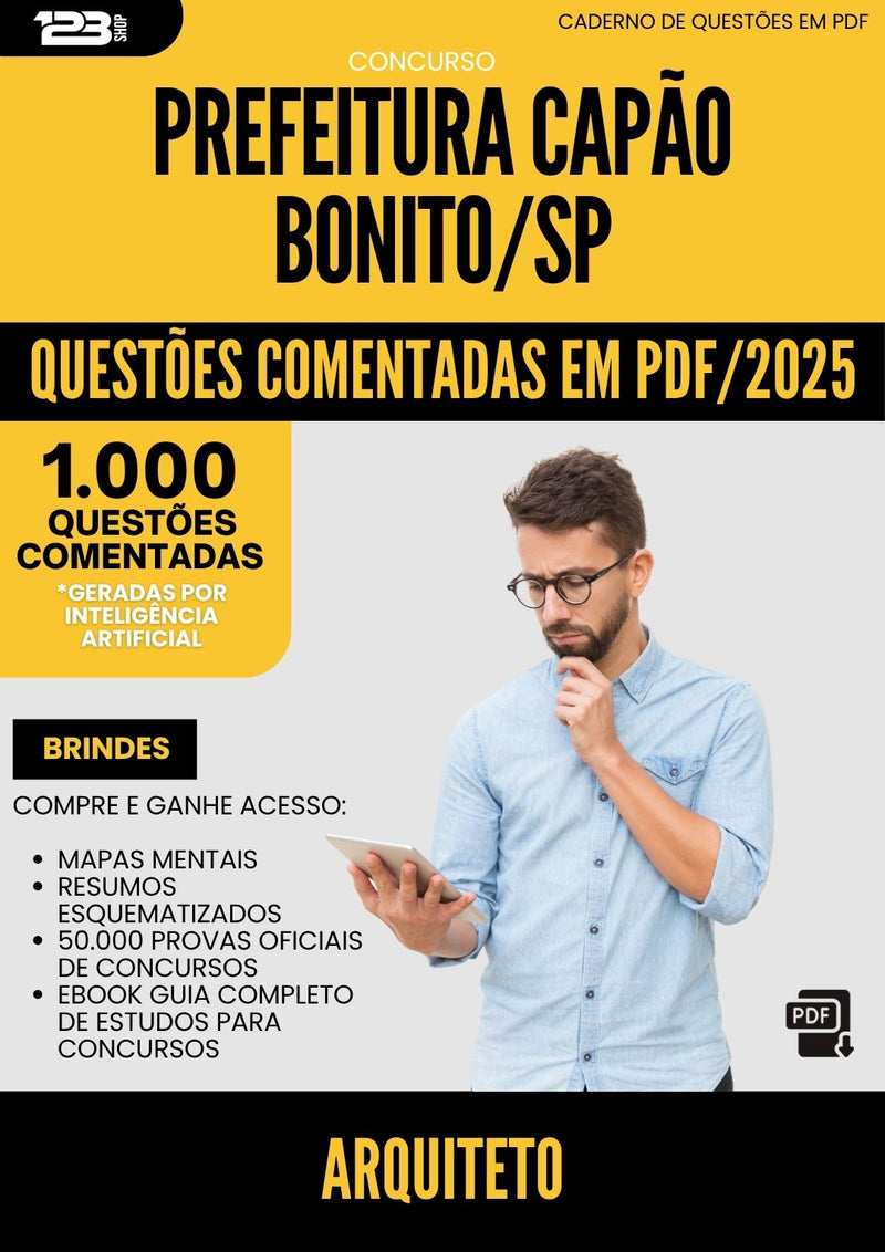 1000 Questões Comentadas para Concurso Arquiteto Capao da Prefeitura Bonito Sp 2025 - 1000 Questões