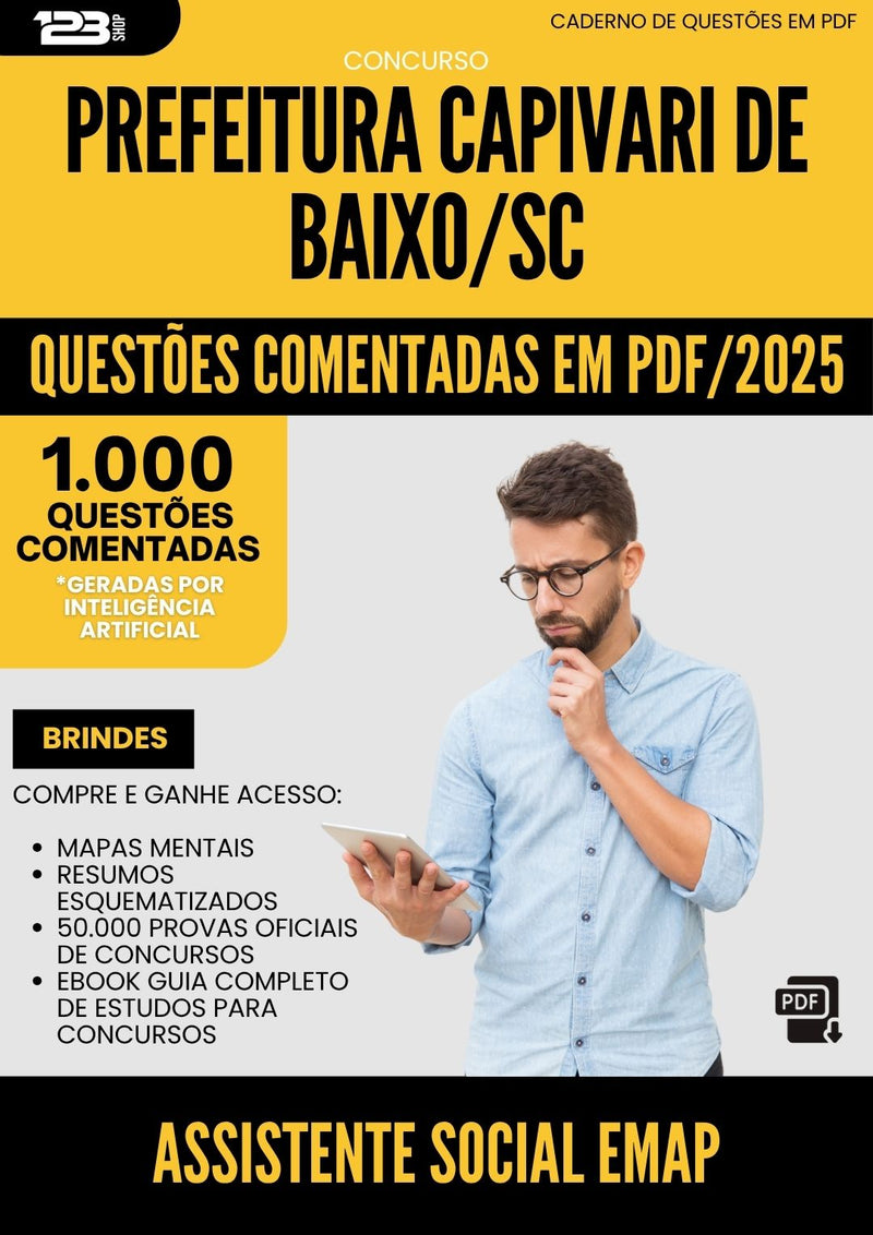 1000 Questões Comentadas para Concurso Assistente Social Emap da Prefeitura Capivari De Baixo Sc 2025 - 1000 Questões