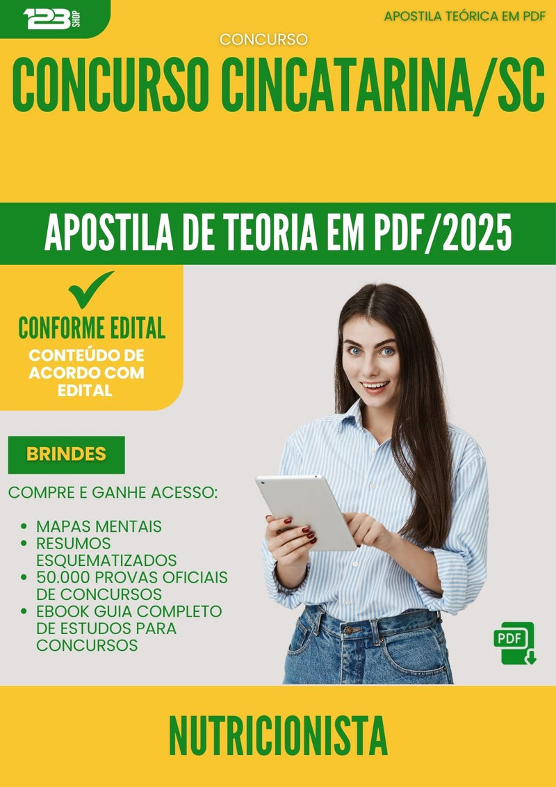 Apostila Teórica para Concurso Nutricionista Cincatarina Sc 2025 - Conteúdo de Acordo com Edital