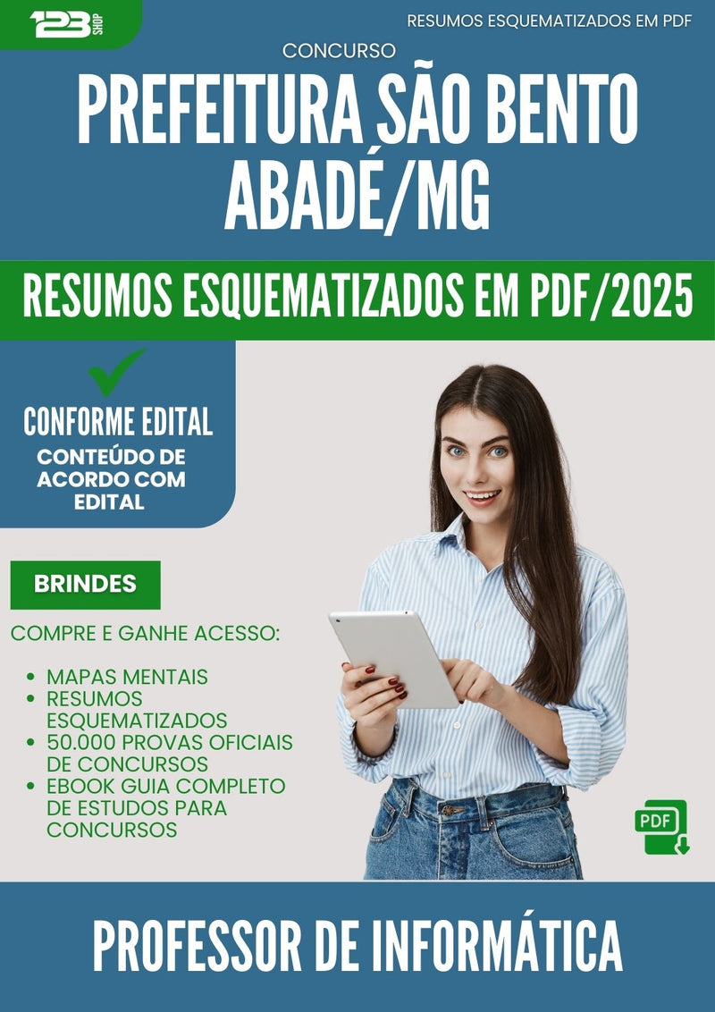 Resumos Esquematizados para Concurso Professor De Informatica da Prefeitura Sao Bento Abade Mg 2025 - Conteúdo de Acordo com Edital