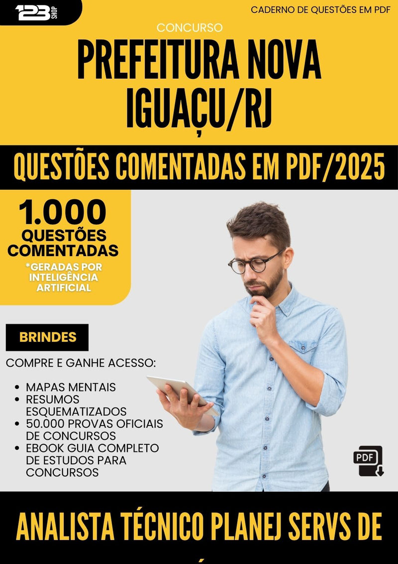 1000 Questões Comentadas para Concurso Analista Tecnico Planejamento Servicos De Saude da Prefeitura Nova Iguacu Rj 2025 - 1000 Questões