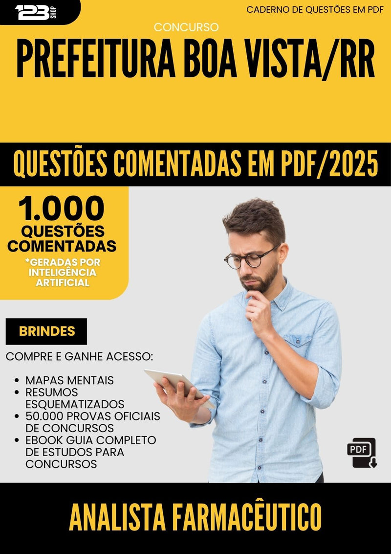 1000 Questões Comentadas para Concurso Analista Farmaceutico da Prefeitura Boa Vista Rr 2025 - 1000 Questões