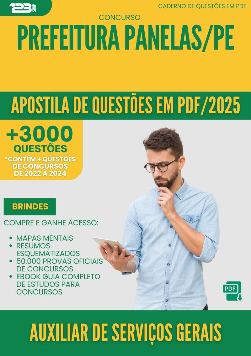 Apostila de Questões para Concurso Auxiliar De Servicos Gerais da Prefeitura Panelas Pe 2025 - Mais de 3.000 Questões