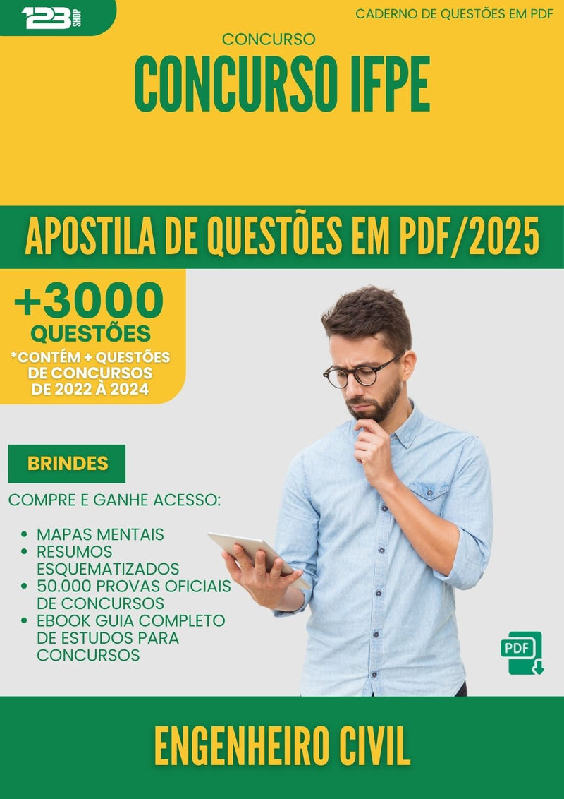 Apostila de Questões para Concurso Engenheiro Civil Ifpe 2025 - Mais de 3.000 Questões