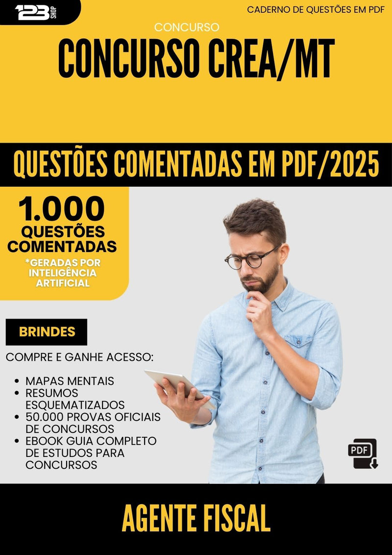 1000 Questões Comentadas para Concurso Agente Fiscal Crea Mt 2025 - 1000 Questões