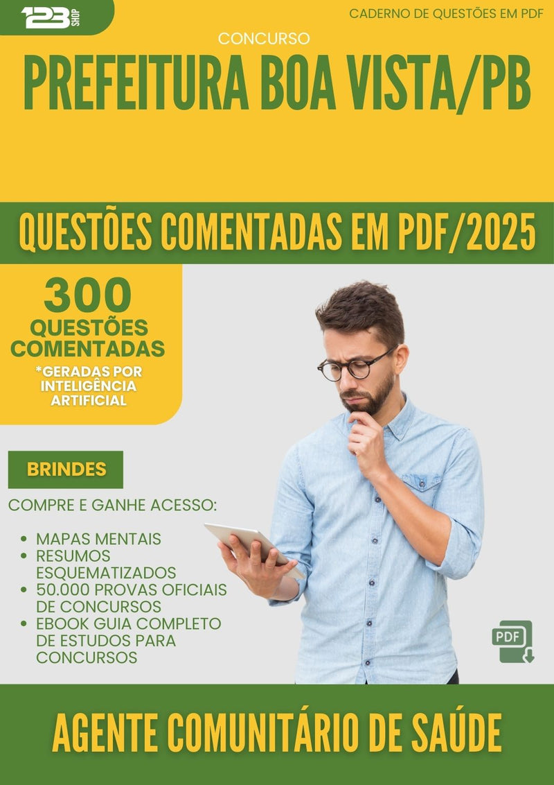 1000 Questões Comentadas para Concurso Agente Comunitario De Saude da Prefeitura Boa Vista Pb 2025 - 400 Questões