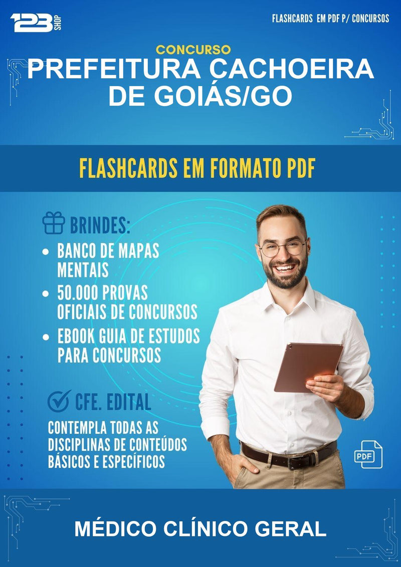 Flashcards em PDF · Prefeitura Cachoeira de Goiás/GO - Médico Clínico Geral - 600 Flashcards | Aprova Digital