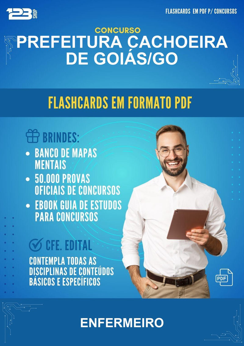 Flashcards em PDF · Prefeitura Cachoeira de Goiás/GO - Enfermeiro - 600 Flashcards | Aprova Digital