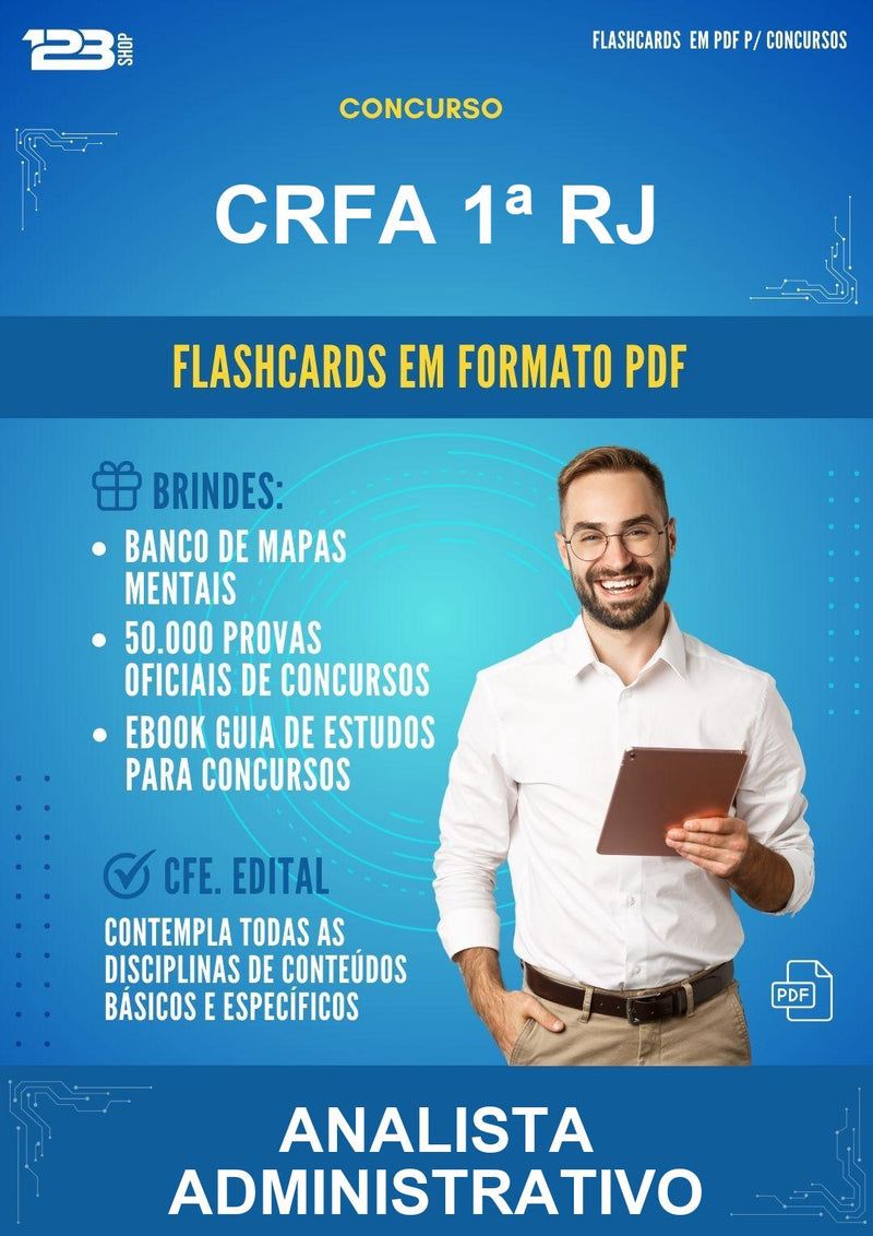 Flashcards em PDF para o Concurso Crfa 1ª Rj para Analista Administrativo - 1000 Flashcards