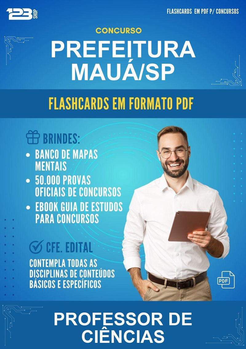 Flashcards em PDF para o Concurso Prefeitura Mauá/SP para Professor de Ciências - 1000 Flashcards
