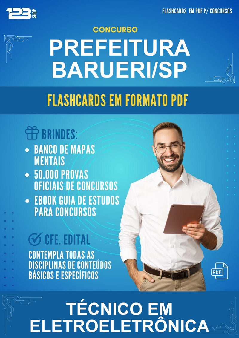 Flashcards em PDF para o Concurso Prefeitura Barueri/SP para Técnico Em Eletroeletrônica - 1000 Flashcards