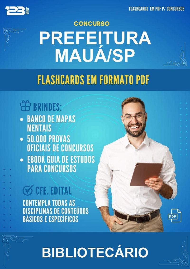 Flashcards em PDF para o Concurso Prefeitura Mauá/SP para Bibliotecário - 2000 Flashcards