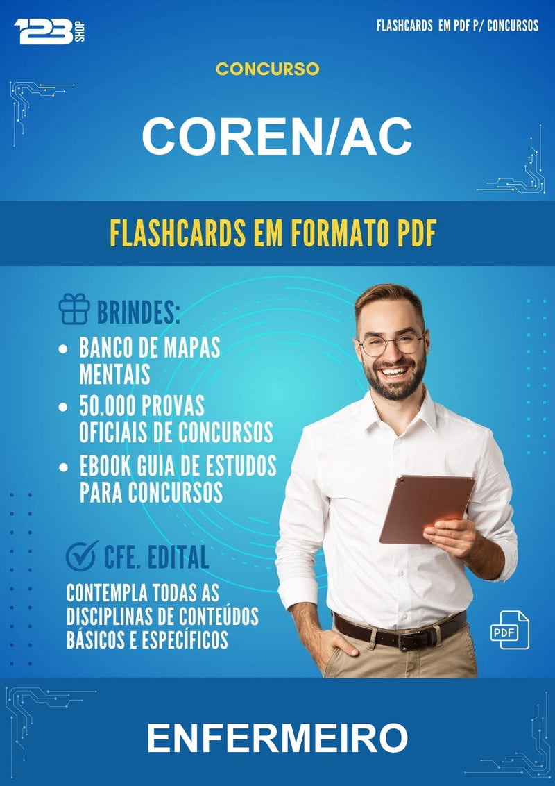 Flashcards em PDF para o Concurso Coren/AC para Enfermeiro - 2000 Flashcards