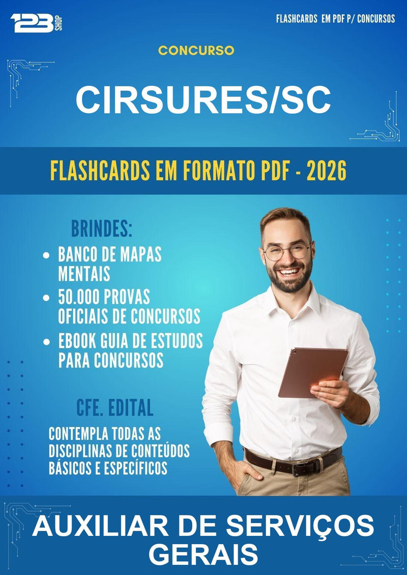 Flashcards em PDF · Cirsures/SC - Auxiliar de Serviços Gerais - 1000 Flashcards | Aprova Digital