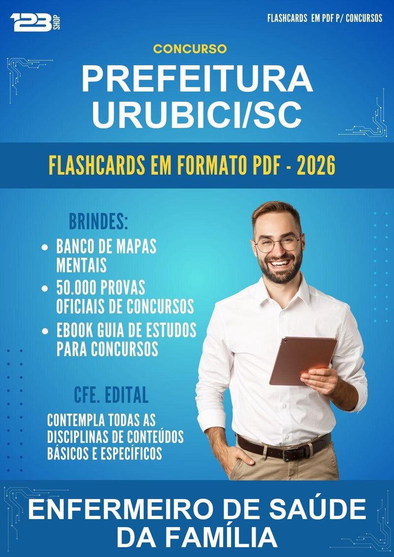 Flashcards em PDF · Prefeitura Urubici/SC - Enfermeiro de Saúde da Família - 1000 Flashcards | Aprova Digital