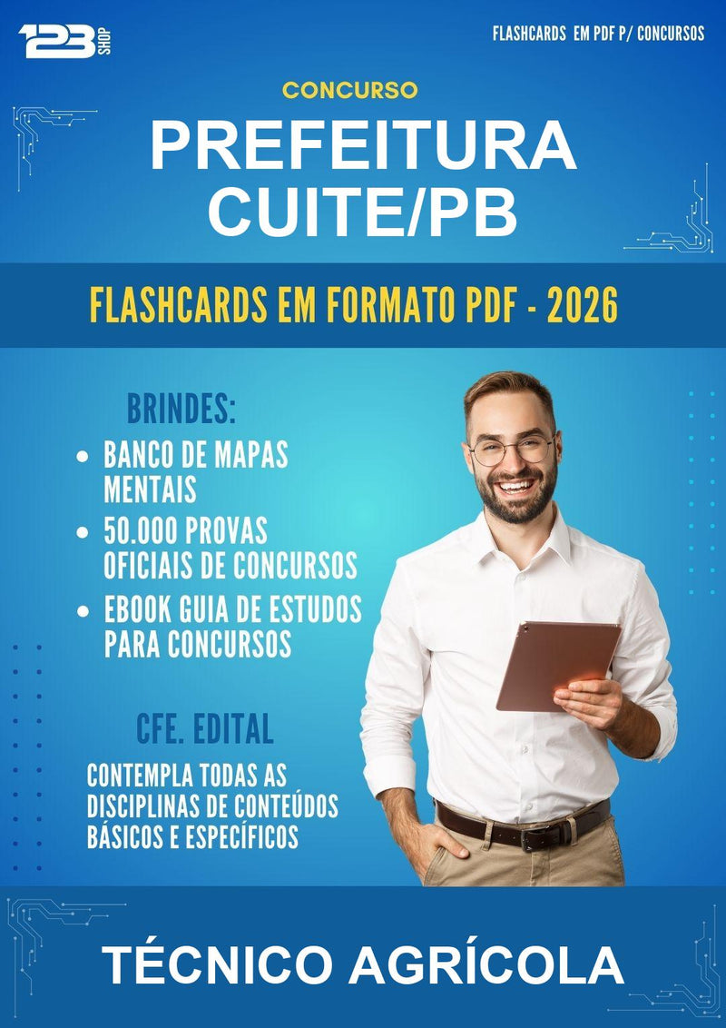 Flashcards em PDF · Prefeitura Cuite/PB - Técnico Agrícola - 1000 Flashcards | Aprova Digital